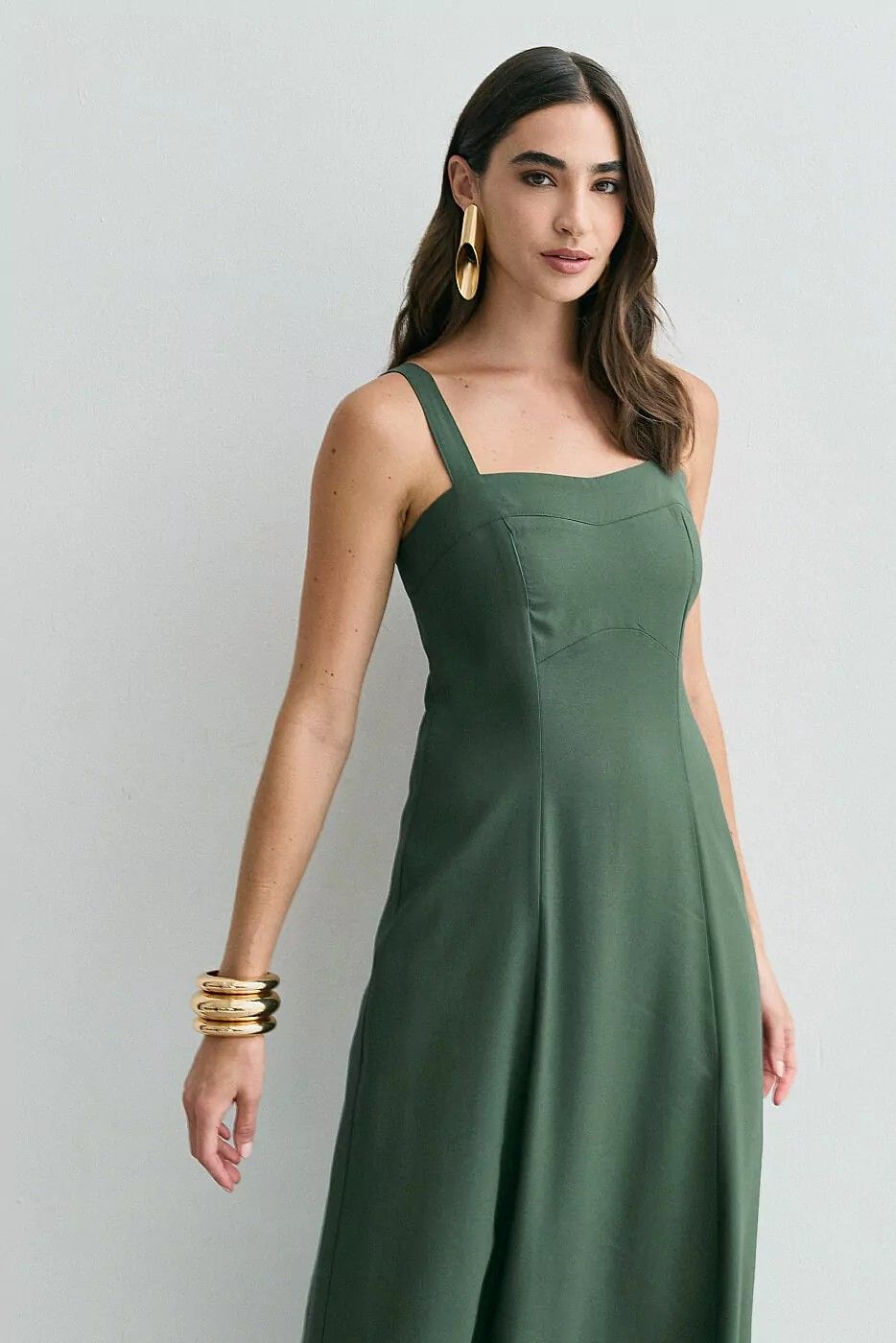 Vestido Viscose Longo Alça Larga Vestido Viscose Longo Alça Larga