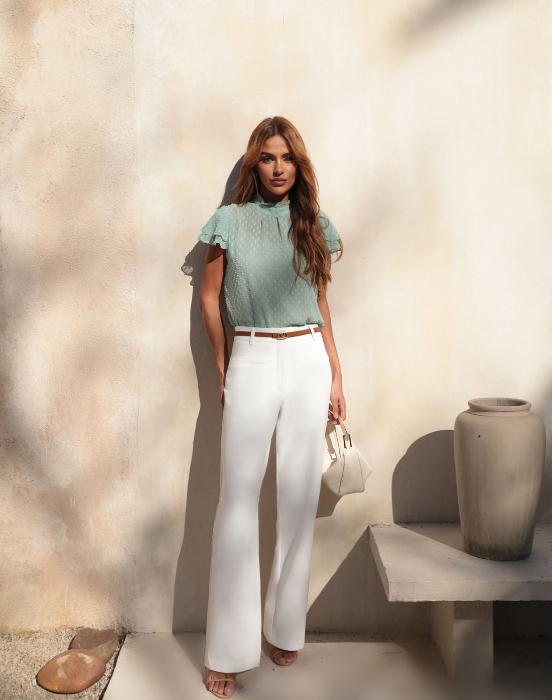 Blusa Crepe Chiffon Gola Alta - Doce Flor