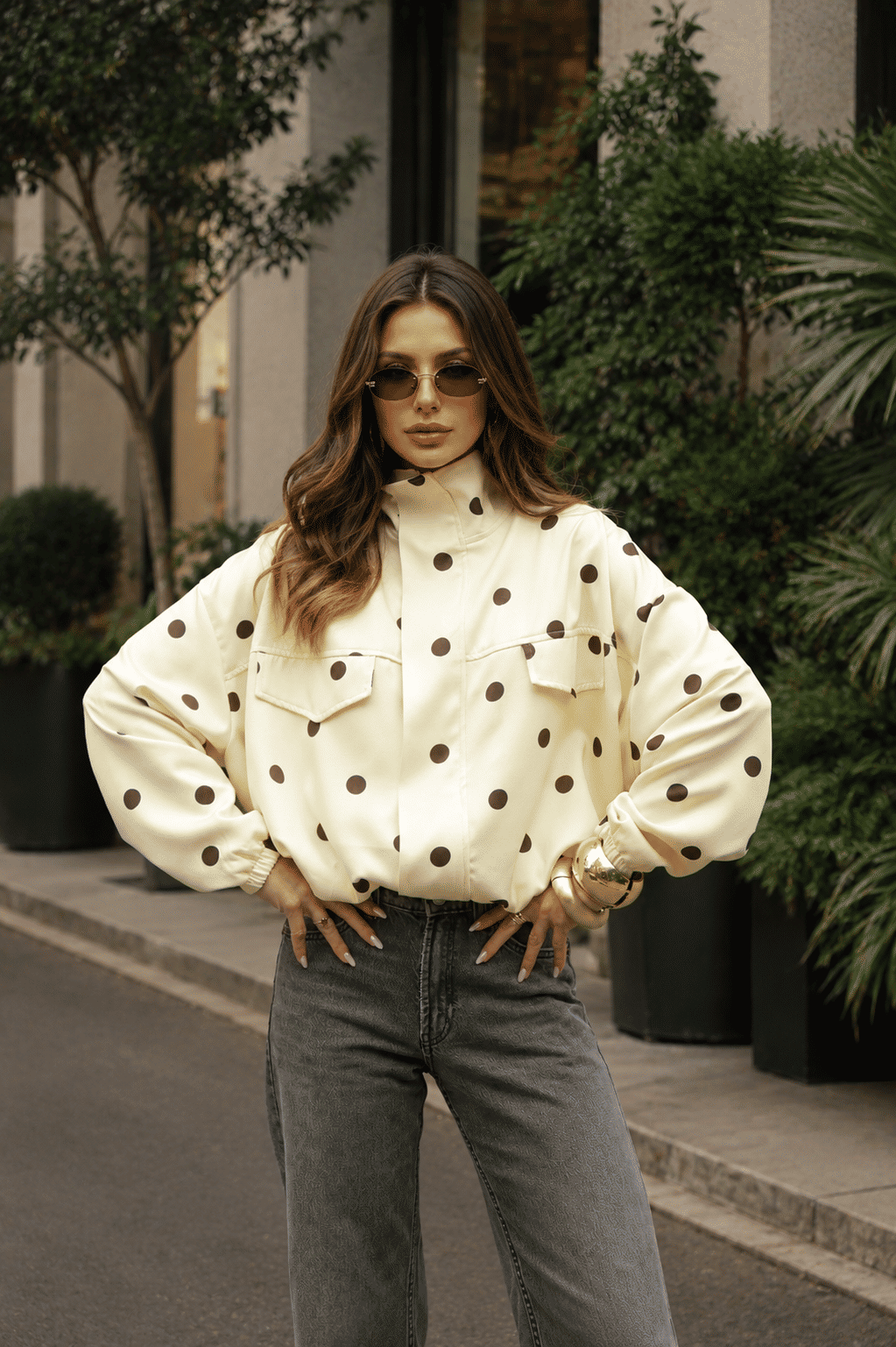 Jaqueta Oversized Poá ( Amarelo e Marrom) Jaqueta Oversized Poá ( Amarelo e Marrom)