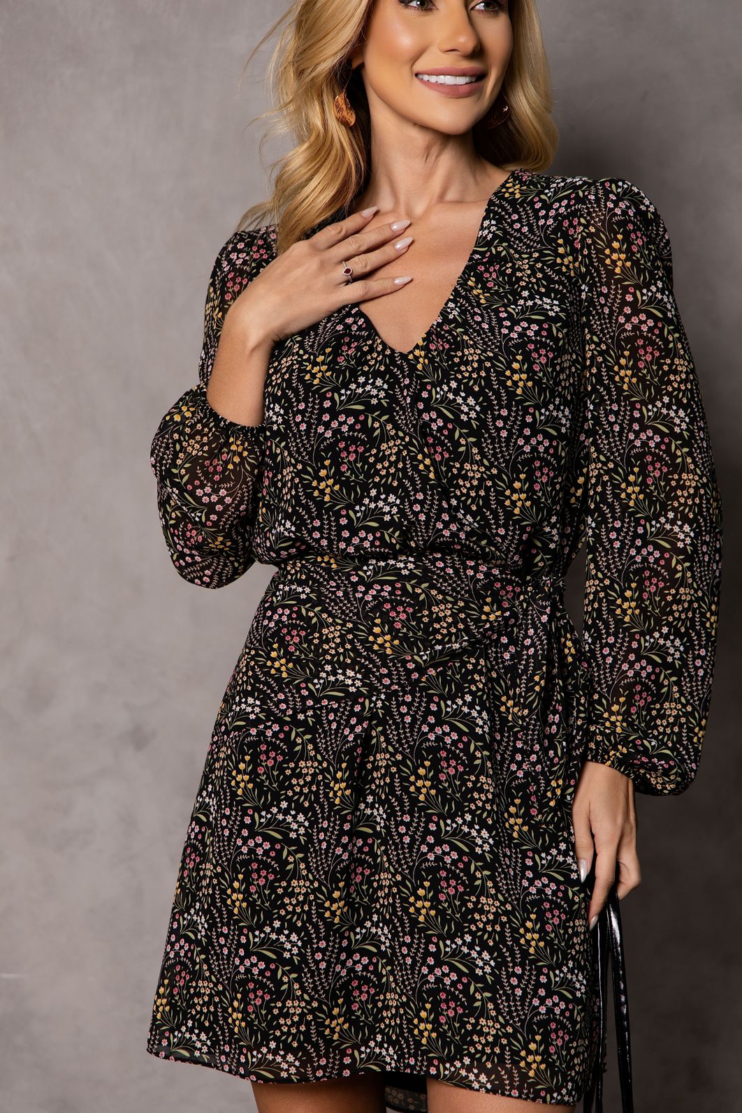 Vestido Chiffon Dark Floral - Donna Ritz