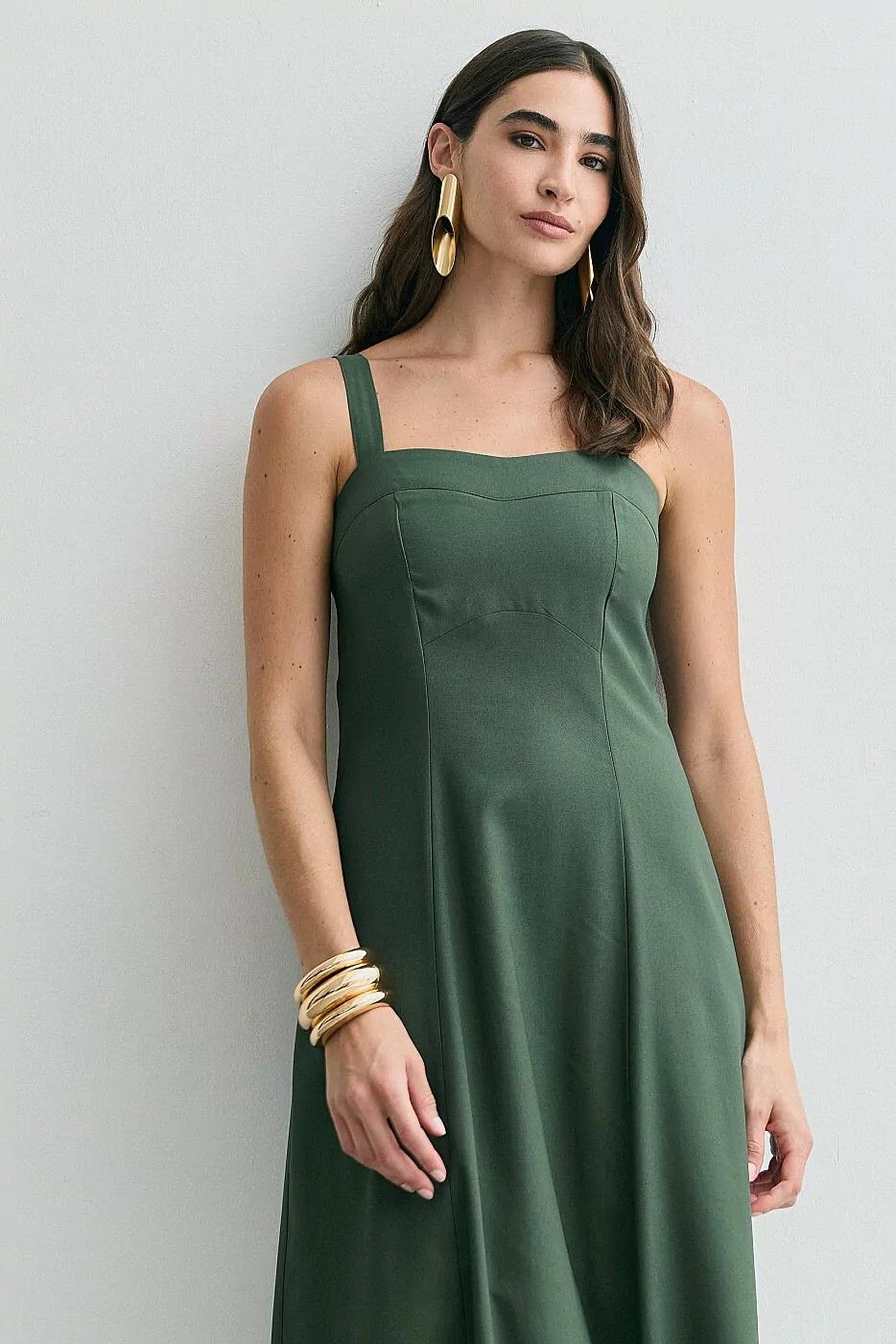 Vestido Viscose Longo Alça Larga Vestido Viscose Longo Alça Larga