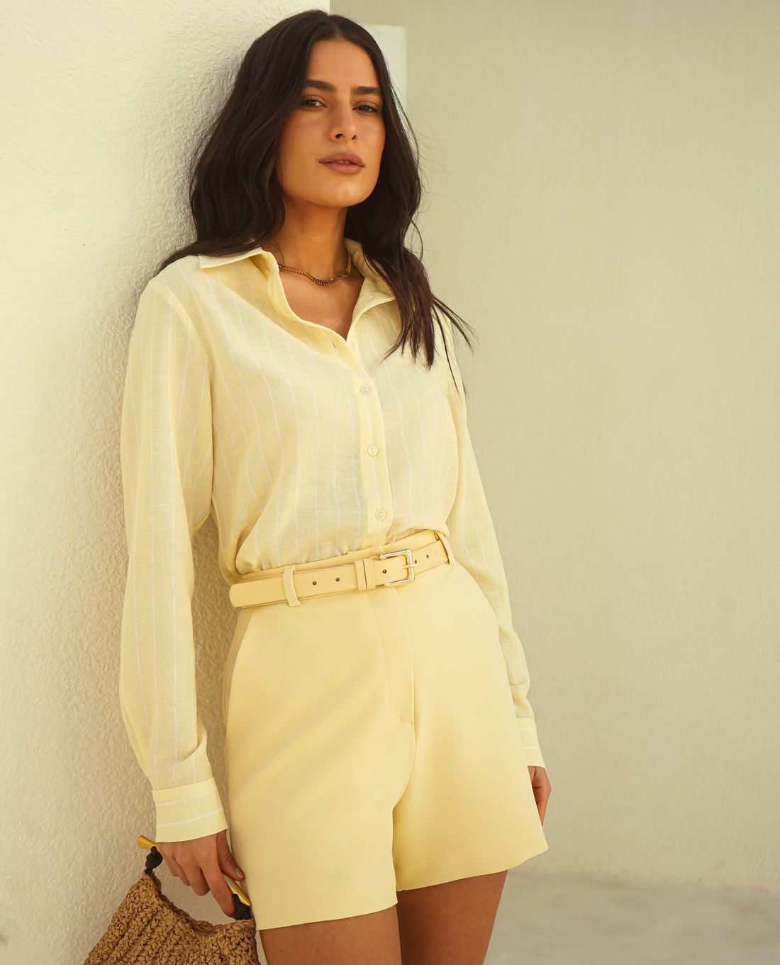 Camisa Maxi Linen Listrado - Donna Ritz