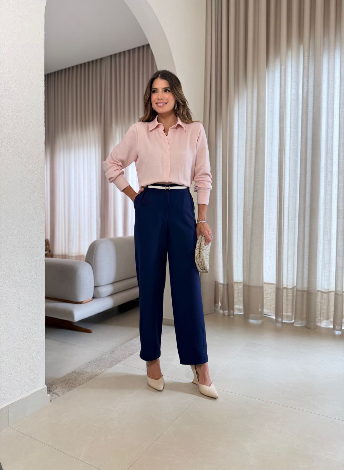 Calça Alfaiataria Com Elastano Barrel - Doce Flor