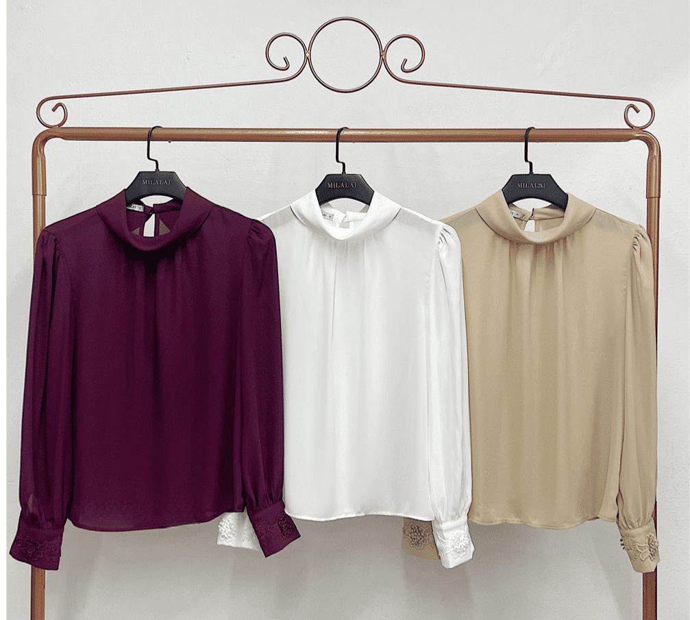 Blusa Crepe Detalhe Punho Flor - Milalai