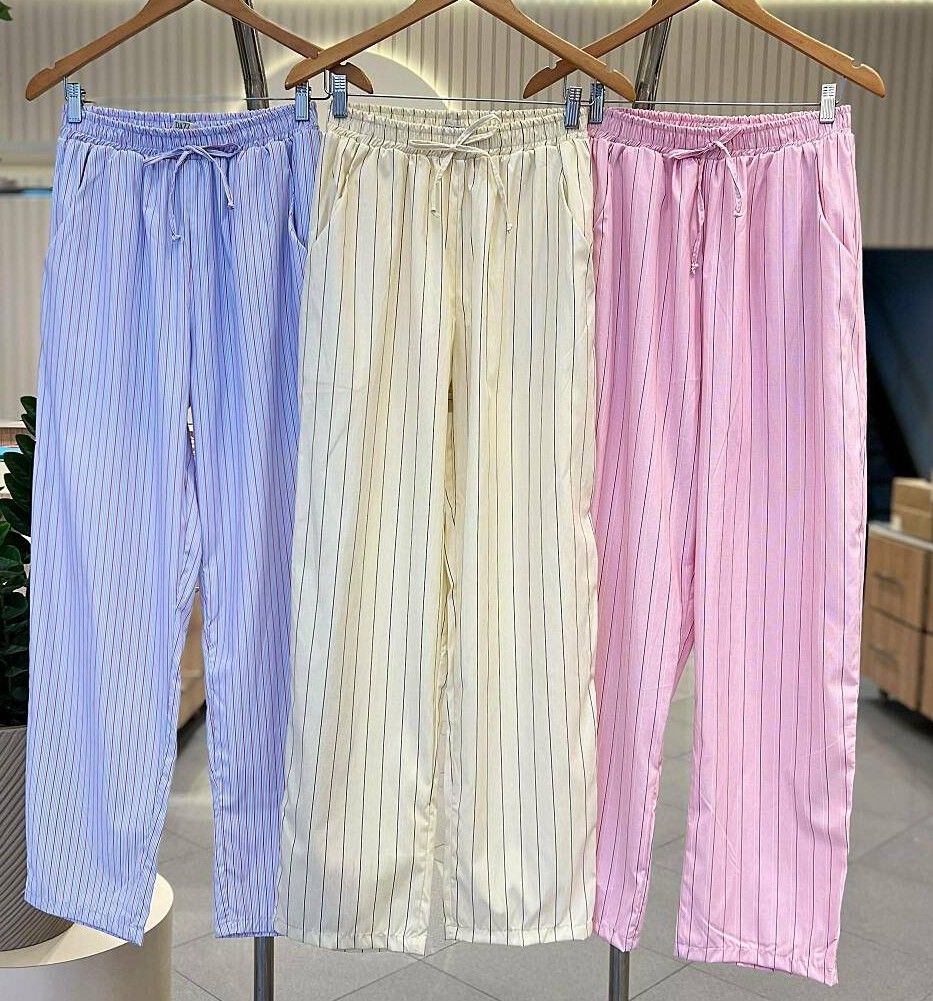 Calça Listrada Cós Elástico Calça Listrada Cós Elástico