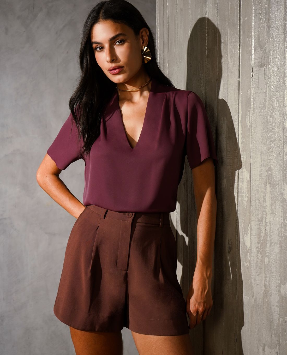 Blusa Crepe Ombro Pregas - Donna Ritz Blusa Crepe Ombro Pregas - Donna Ritz