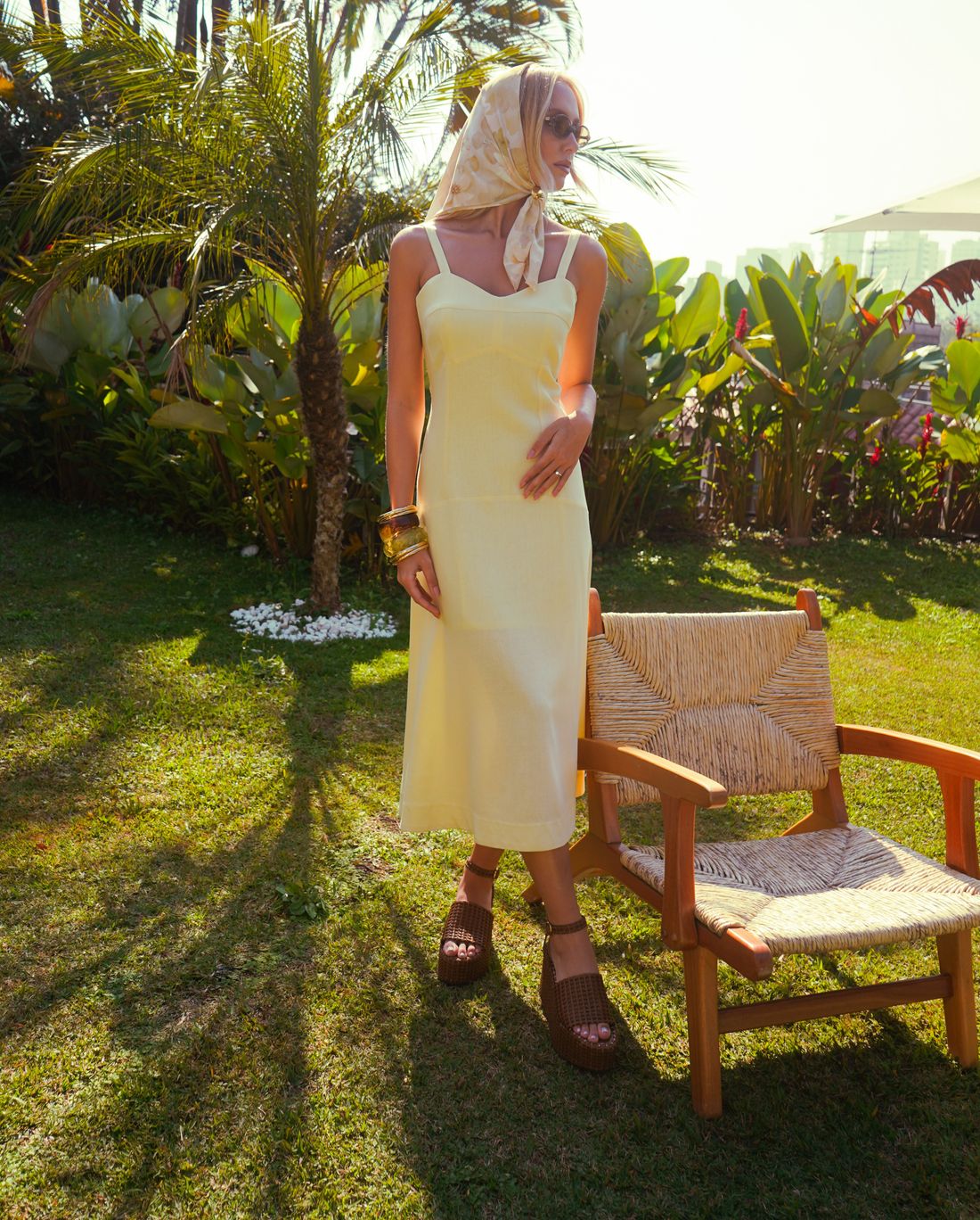 Vestido Midi Linho Recorte - Donna Ritz