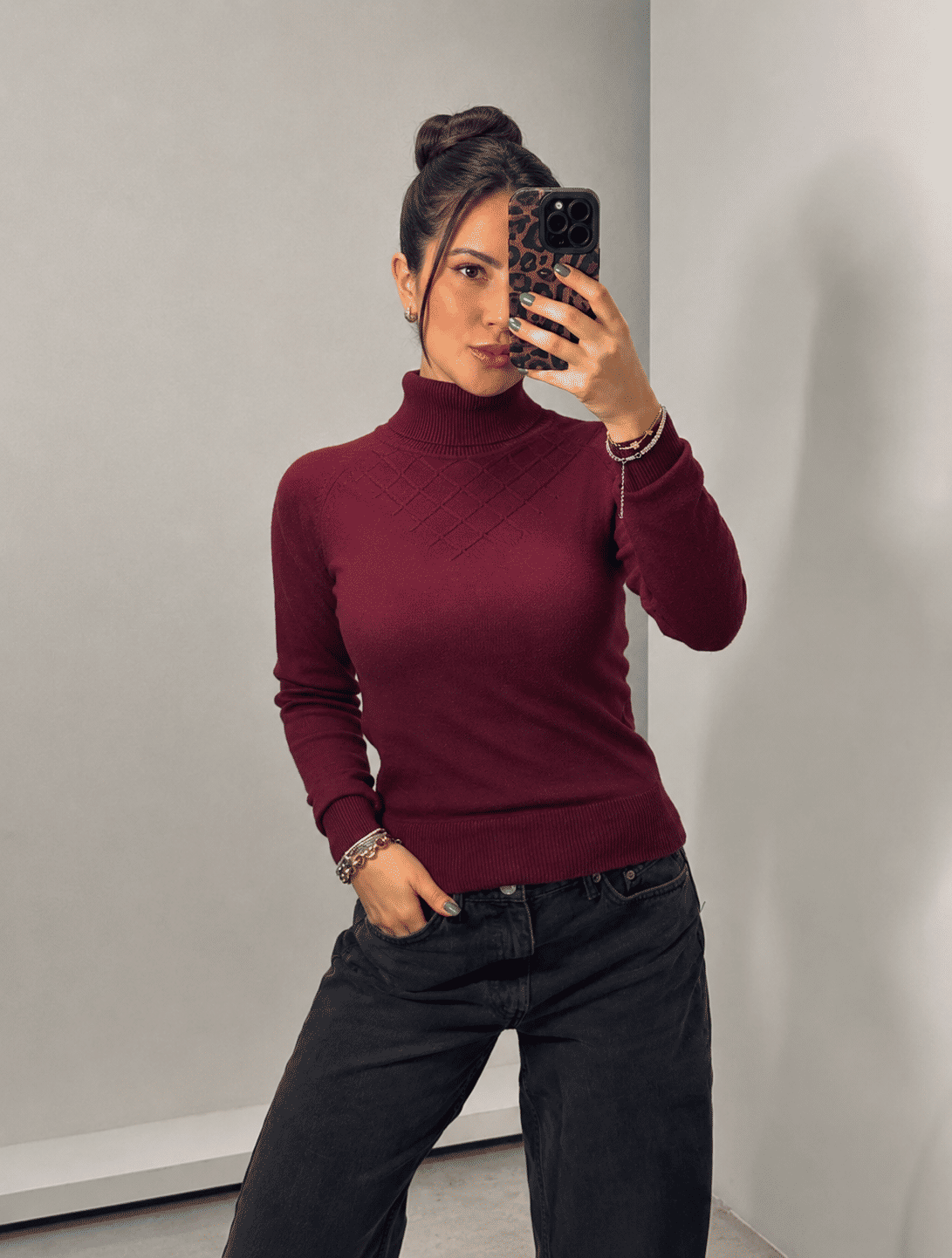 Blusa Tricot Gola Alta Blusa Tricot Gola Alta