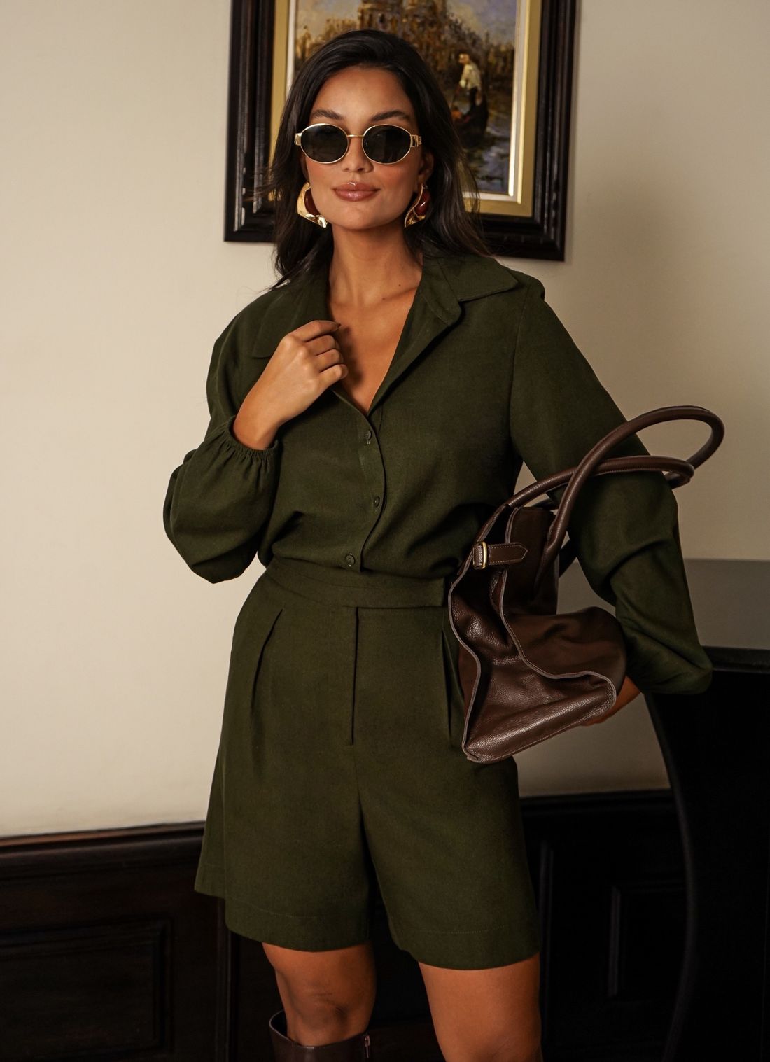 Camisa Linho Detalhe Pala - Donna Ritz Camisa Linho Detalhe Pala - Donna Ritz