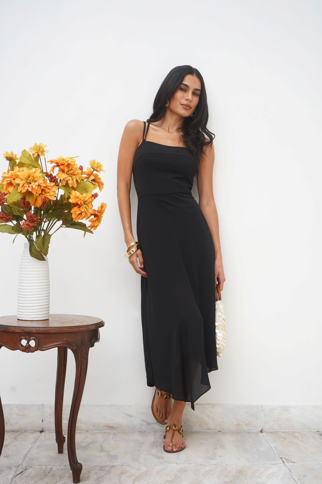 Vestido Midi Alça Fina Elo - Donna Ritz Vestido Midi Alça Fina Elo - Donna Ritz