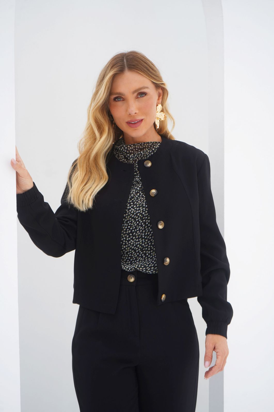 Jaqueta Bomber Twill Botões- Donna Ritz Jaqueta Bomber Twill Botões- Donna Ritz