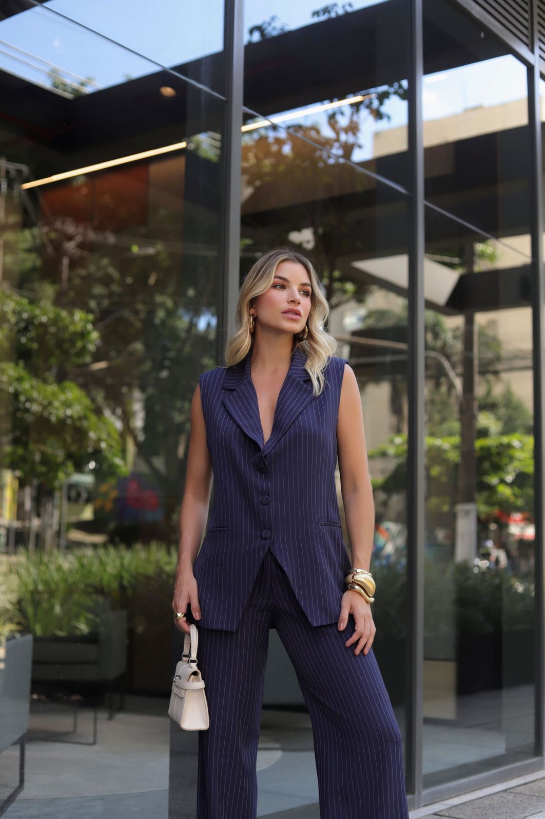 Colete Alfaiataria Risca De Giz - Doce Flor