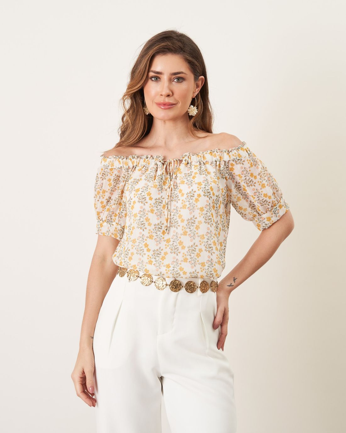 Blusa Ombro a Ombro Estampa Floral - Milalai
