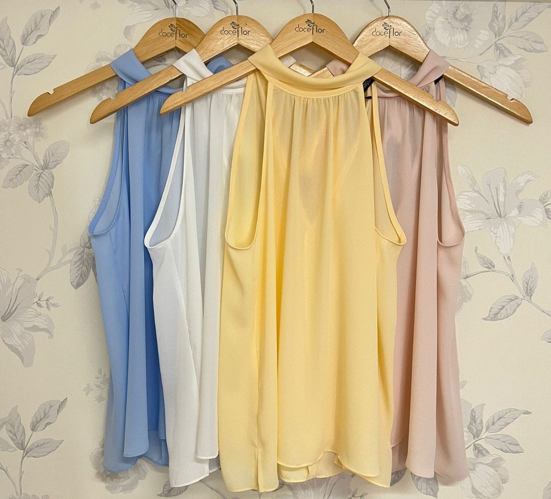 Regata Crepe Gola Laço - Doce Flor