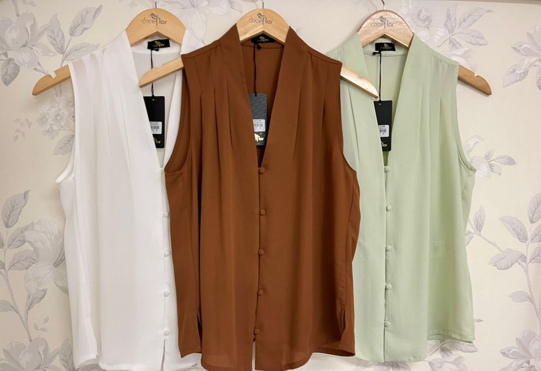 Regata Crepe Com Pregas - Doce Flor