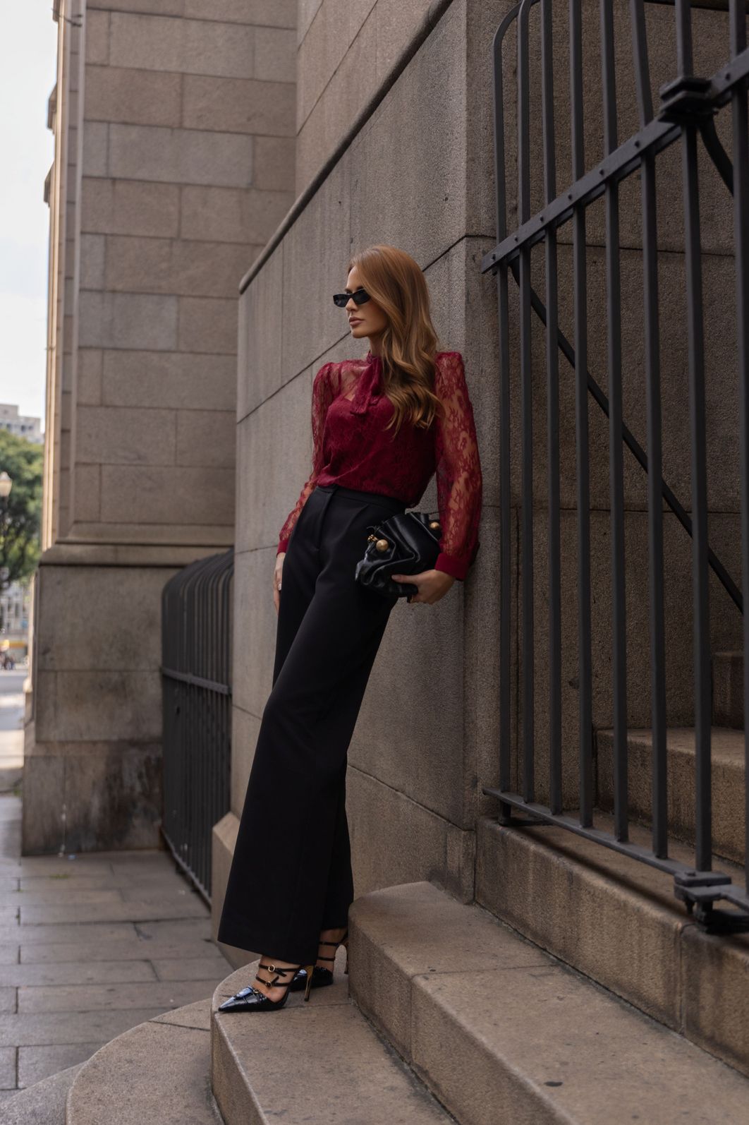 Blusa Manga Longa Gola Laço Renda - Doce Flor