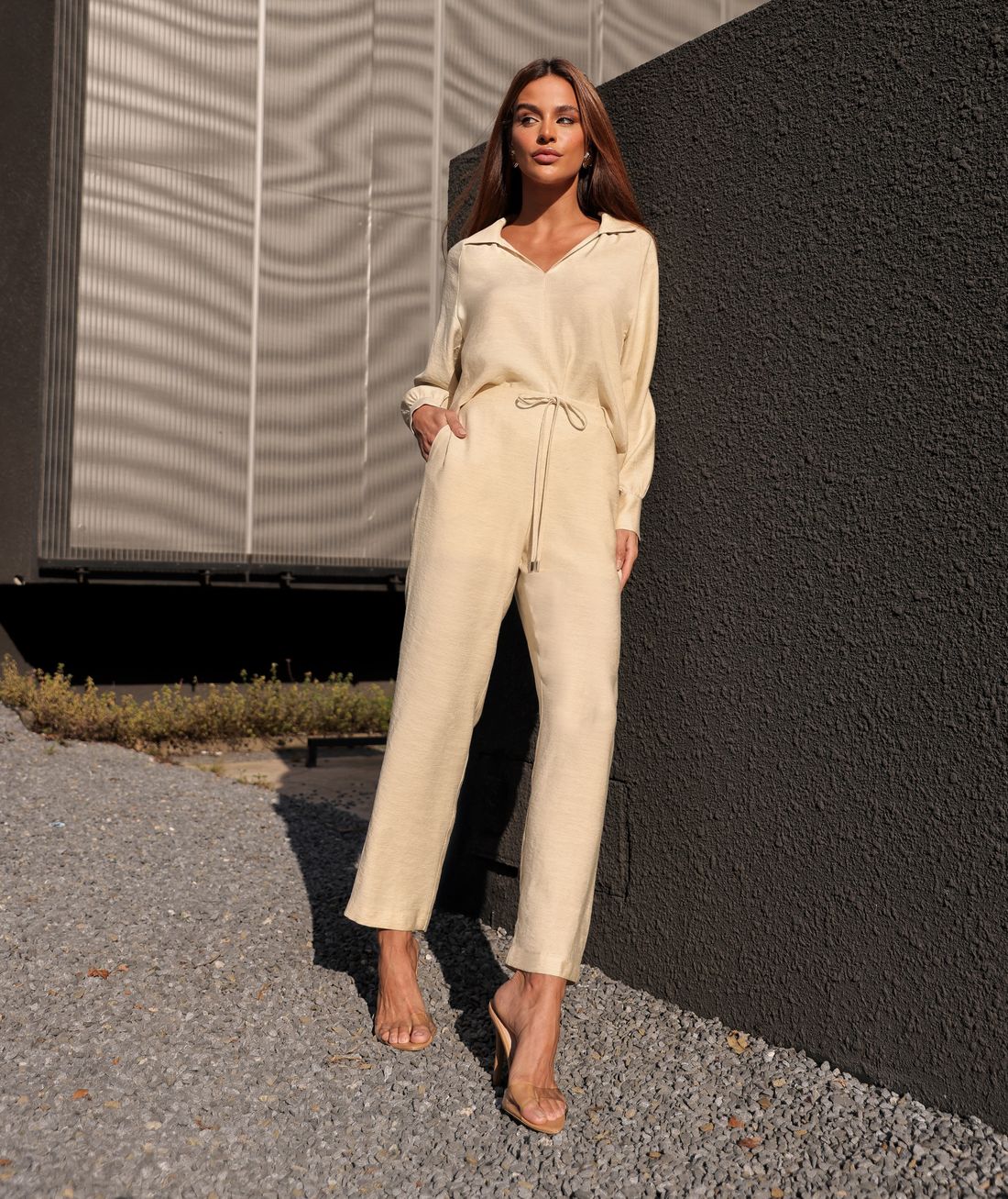 Calça Com Amarração e Bolsos - Doce Flor Calça Com Amarração e Bolsos - Doce Flor