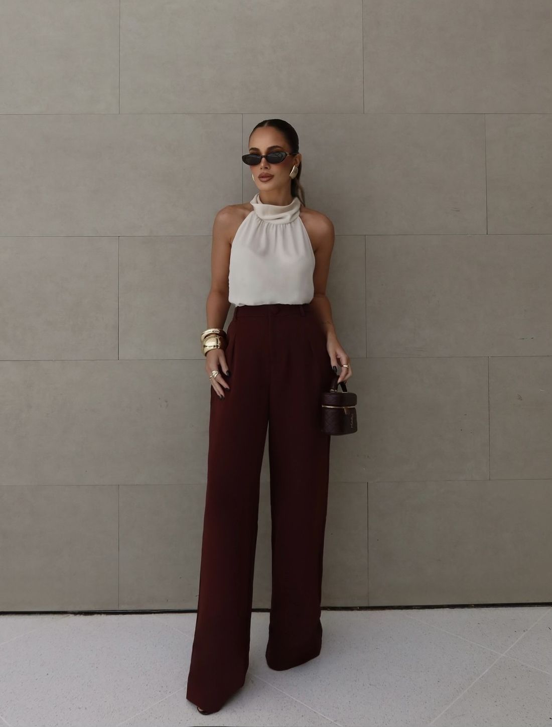 Calça Alfaiataria Reta Com Recorte - Milalai