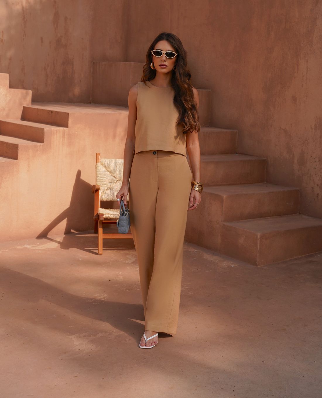 Calça Wide Leg Botões No Cós - Doce Flor Calça Wide Leg Botões No Cós - Doce Flor