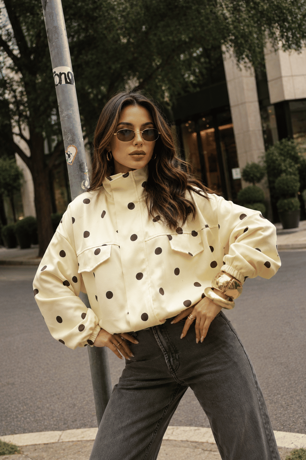 Jaqueta Oversized Poá ( Amarelo e Marrom) Jaqueta Oversized Poá ( Amarelo e Marrom)