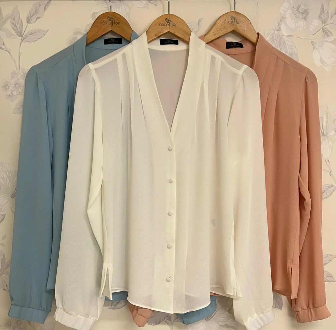 Blusa Crepe Ombro Pregas - Doce Flor Blusa Crepe Ombro Pregas - Doce Flor