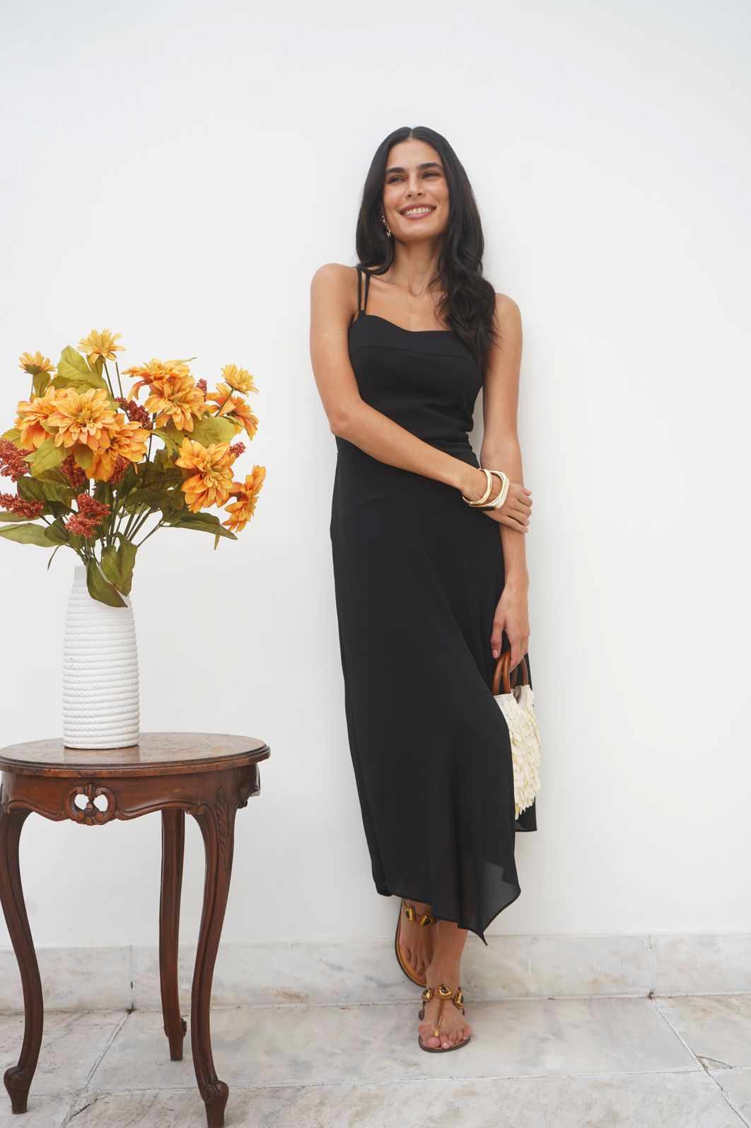 Vestido Midi Alça Fina Elo - Donna Ritz Vestido Midi Alça Fina Elo - Donna Ritz