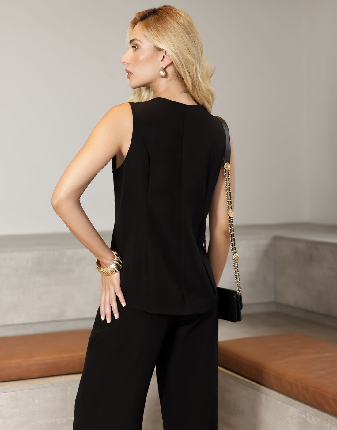 Calça Alfaiataria Wide Leg Com Nervura - Doce Flor