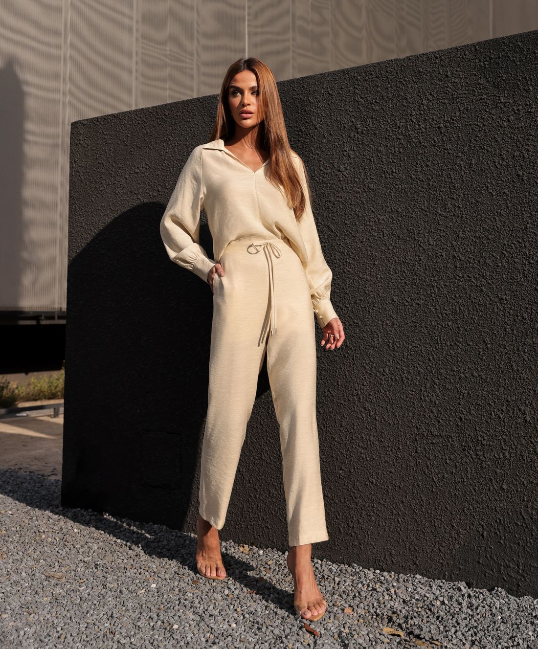 Calça Com Amarração e Bolsos - Doce Flor Calça Com Amarração e Bolsos - Doce Flor