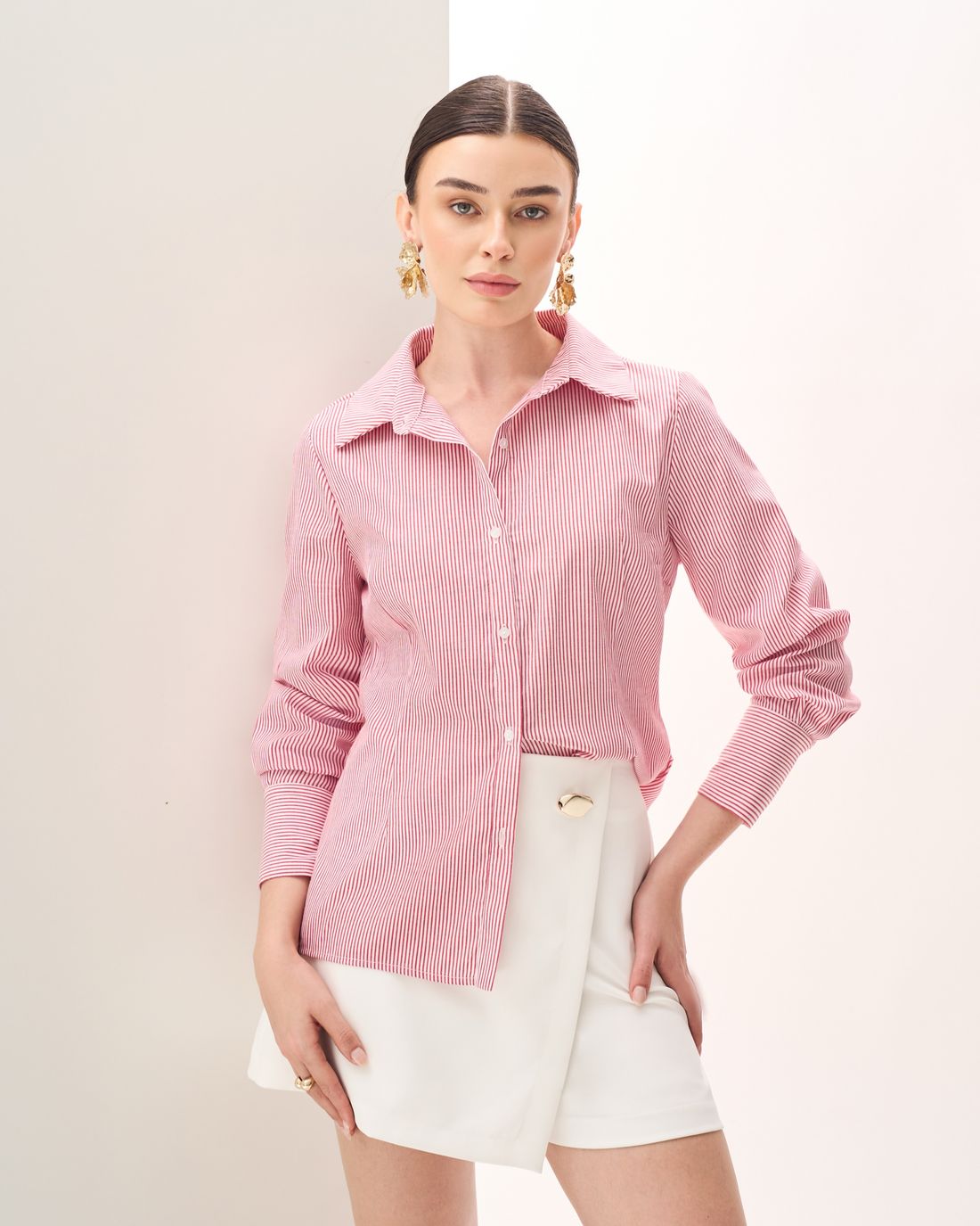 Camisa Listrada com Lenço - Milalai Camisa Listrada com Lenço - Milalai