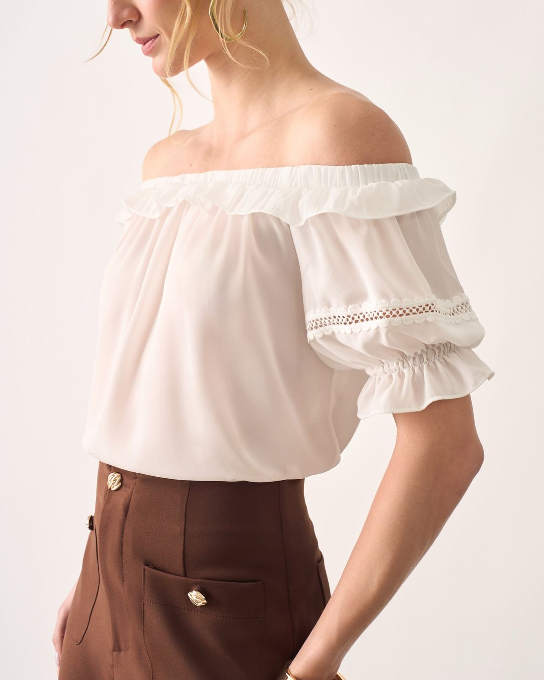 Blusa Crepe Ciganinha Babados - Milalai Blusa Crepe Ciganinha Babados - Milalai