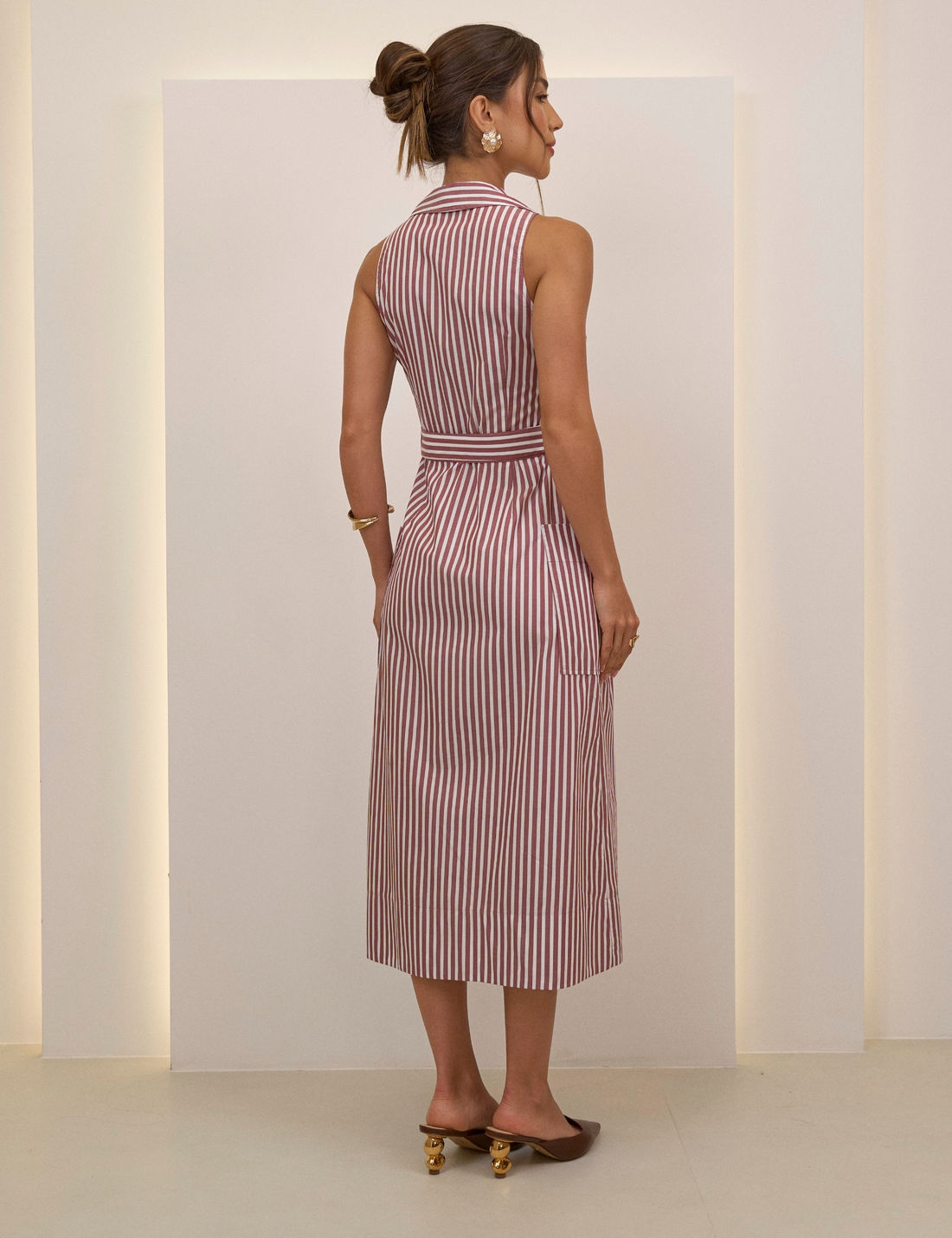 Vestido Meggie Tricoline Listrado - Unique Chic Vestido Meggie Tricoline Listrado - Unique Chic