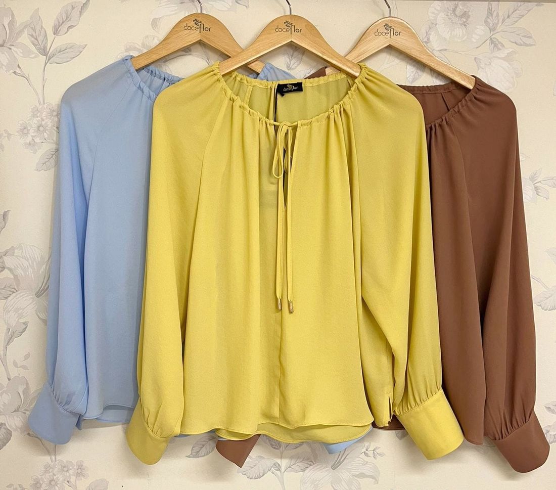 Bata Crepe Amarração Manga Longa - Doce Flor