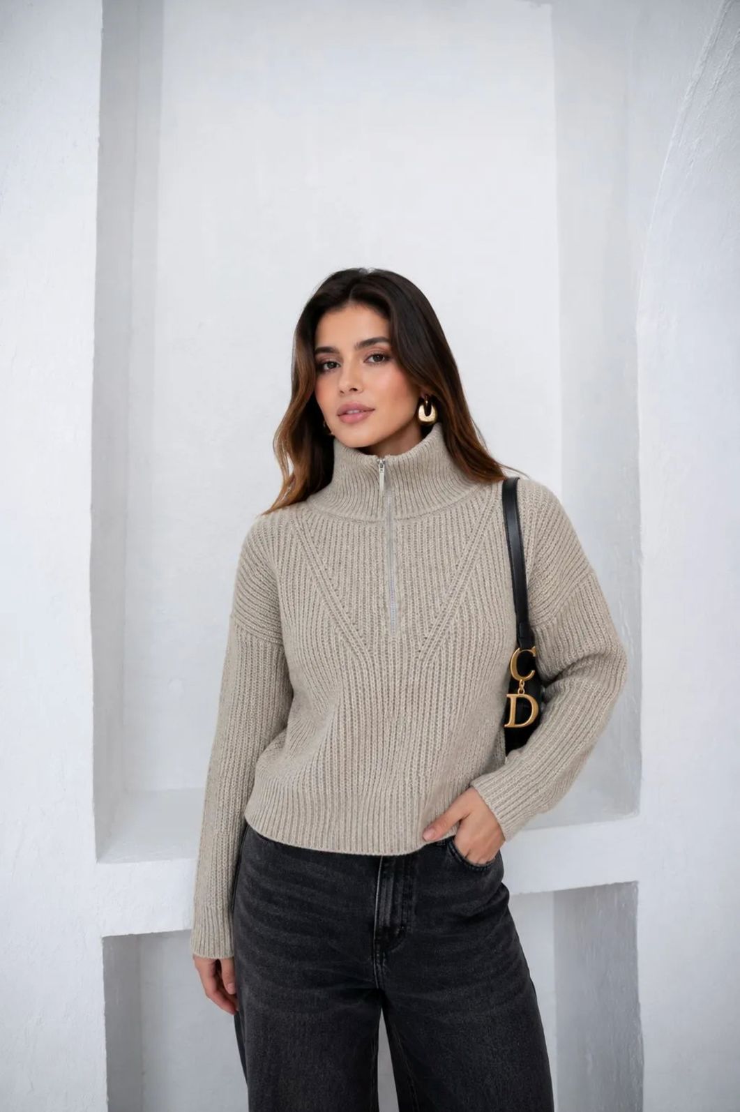 Blusa Tricot Mousse Gola Zíper Blusa Tricot Mousse Gola Zíper
