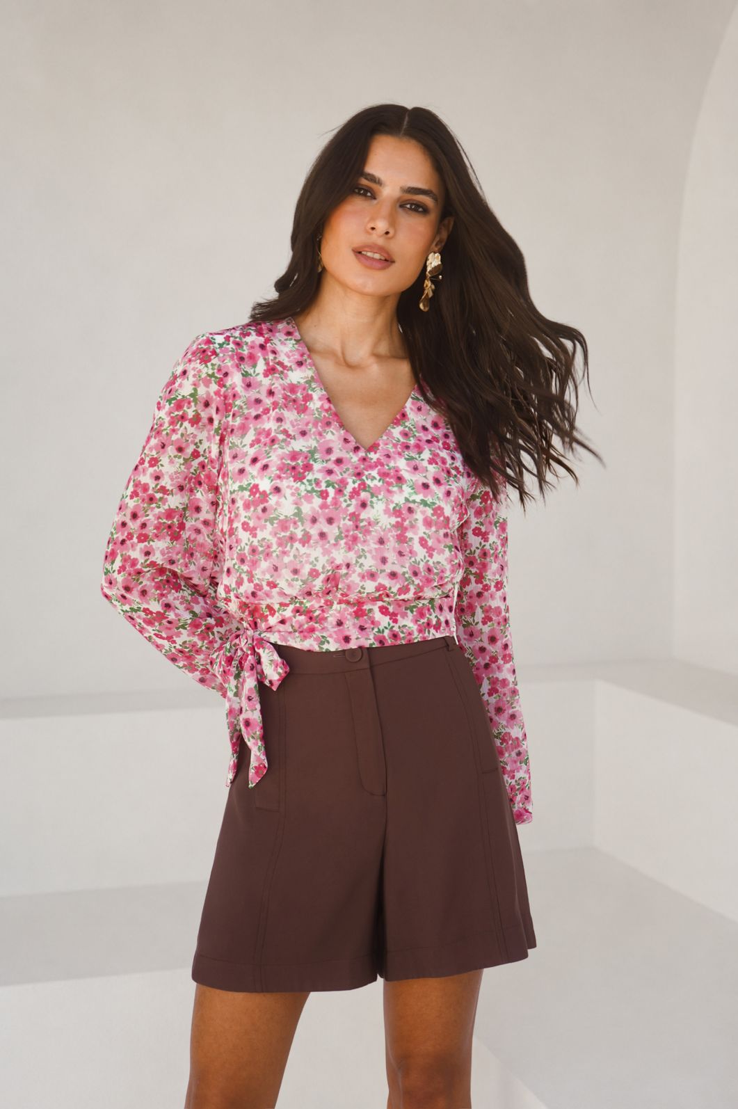 Blusa Cropped Floral Faixa - Donna Ritz Blusa Cropped Floral Faixa - Donna Ritz
