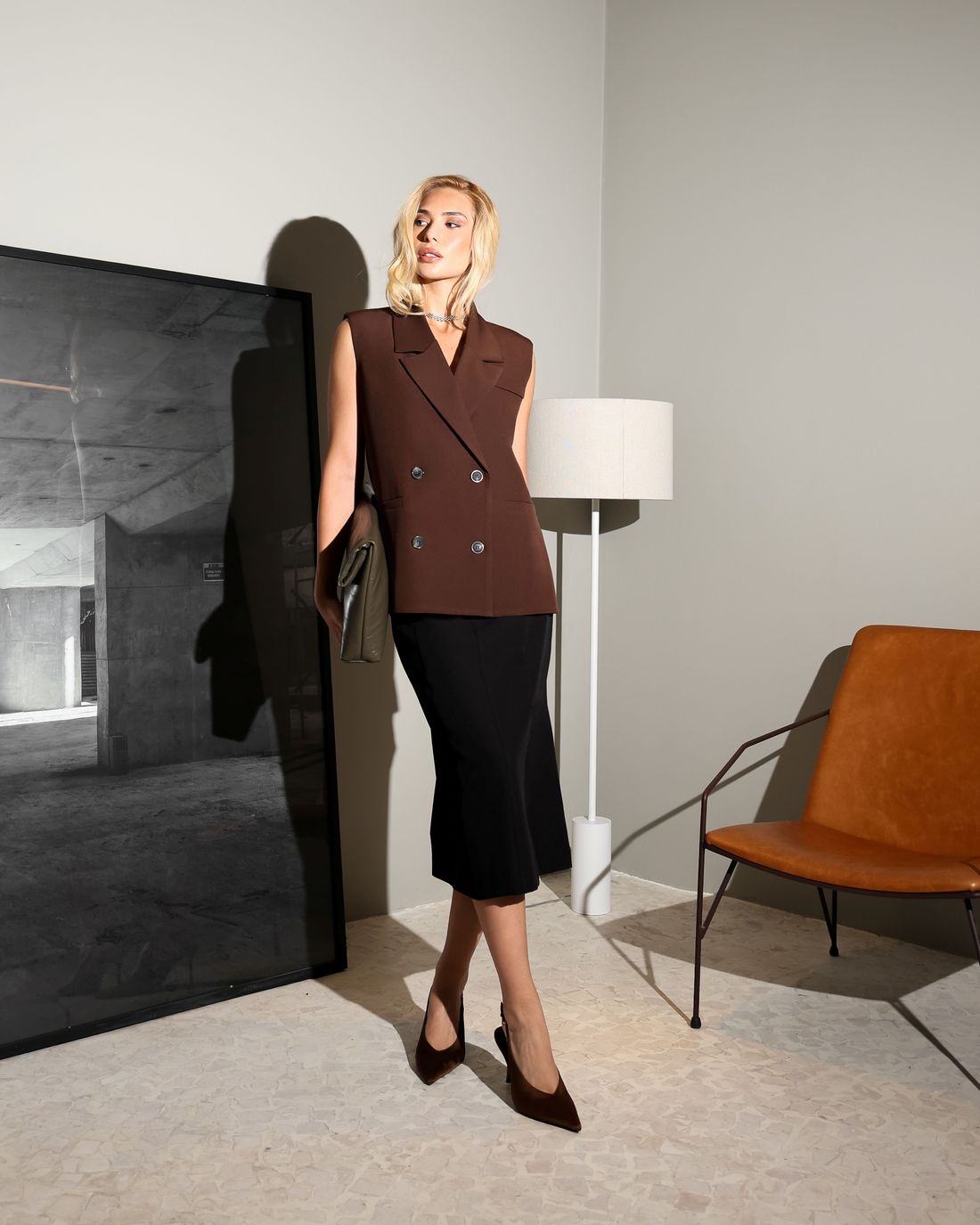 Saia Midi Lápis Com Fenda - Doce Flor