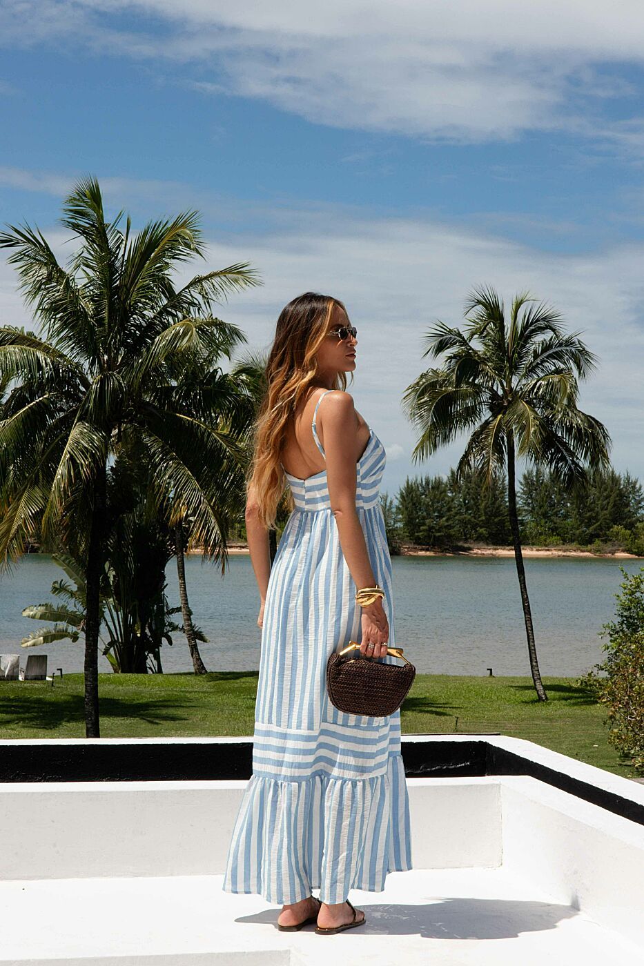 Vestido Midi Longuete Listrado