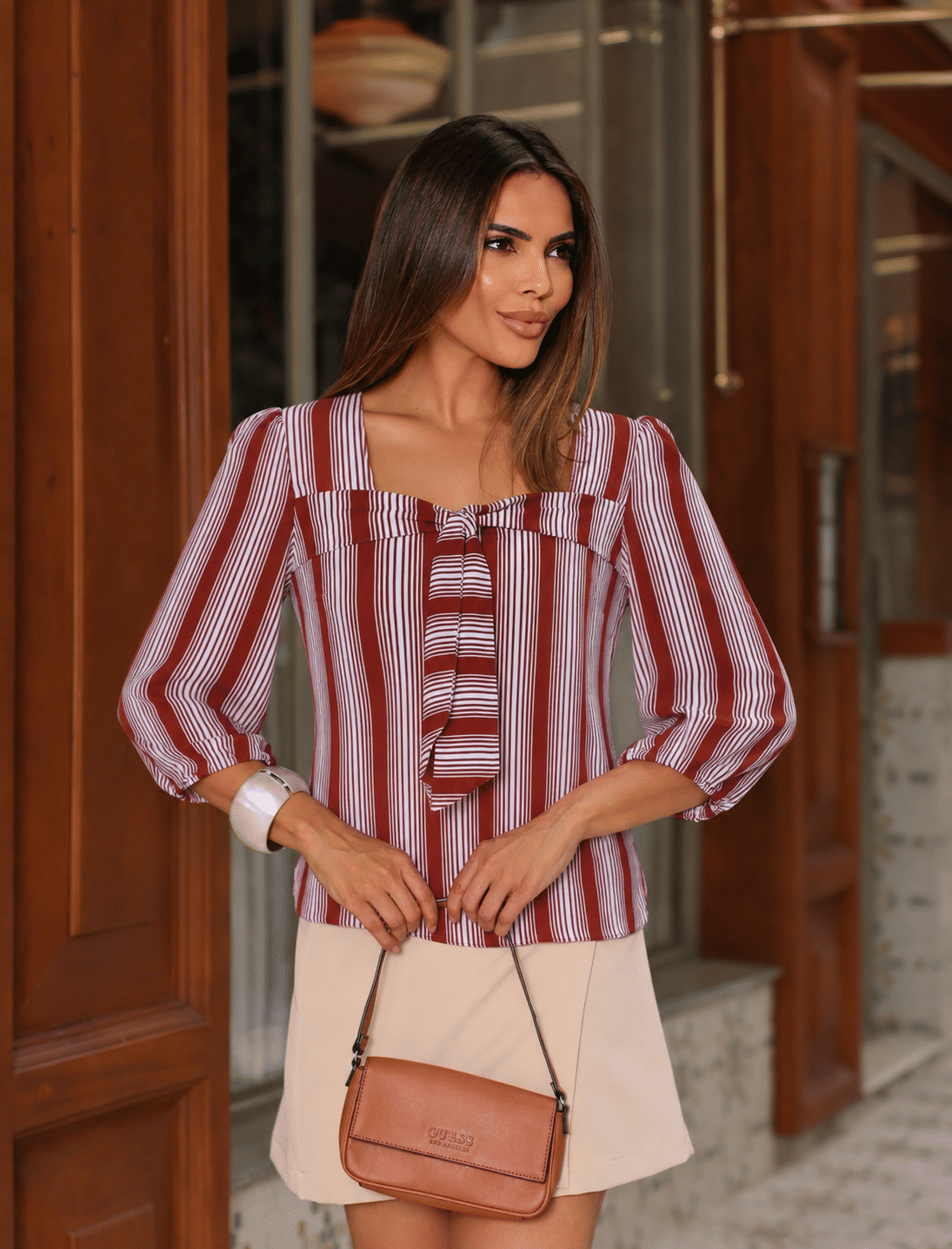 Blusa Crepe Estampa Listras - Doce Flor