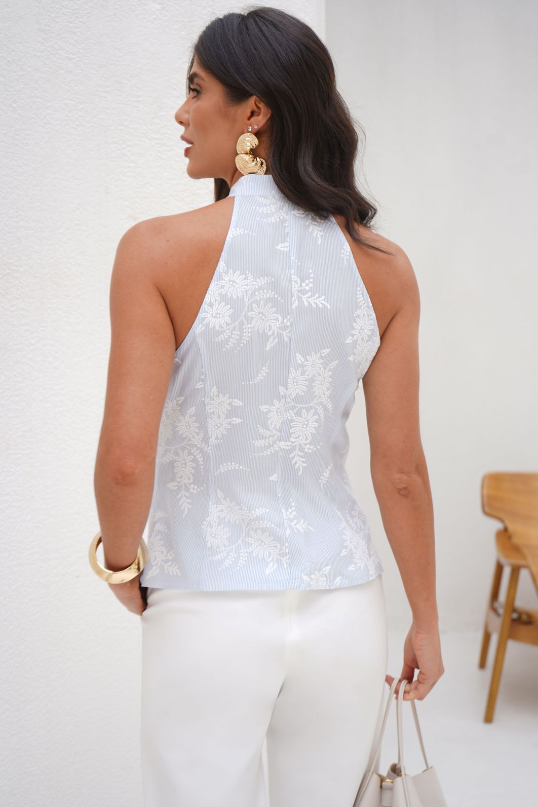 Regata Viscose Halter Listrado Floral - Donna Ritz Regata Viscose Halter Listrado Floral - Donna Ritz