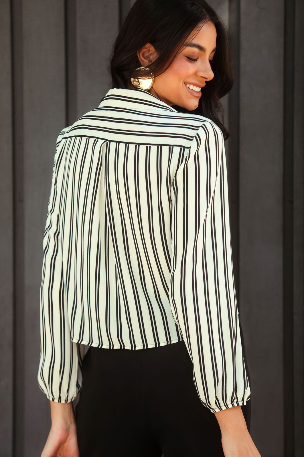 Camisa Crepe Torcida Listrada - Donna Ritz Camisa Crepe Torcida Listrada - Donna Ritz