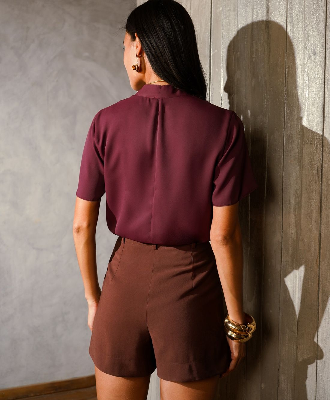 Blusa Crepe Ombro Pregas - Donna Ritz Blusa Crepe Ombro Pregas - Donna Ritz