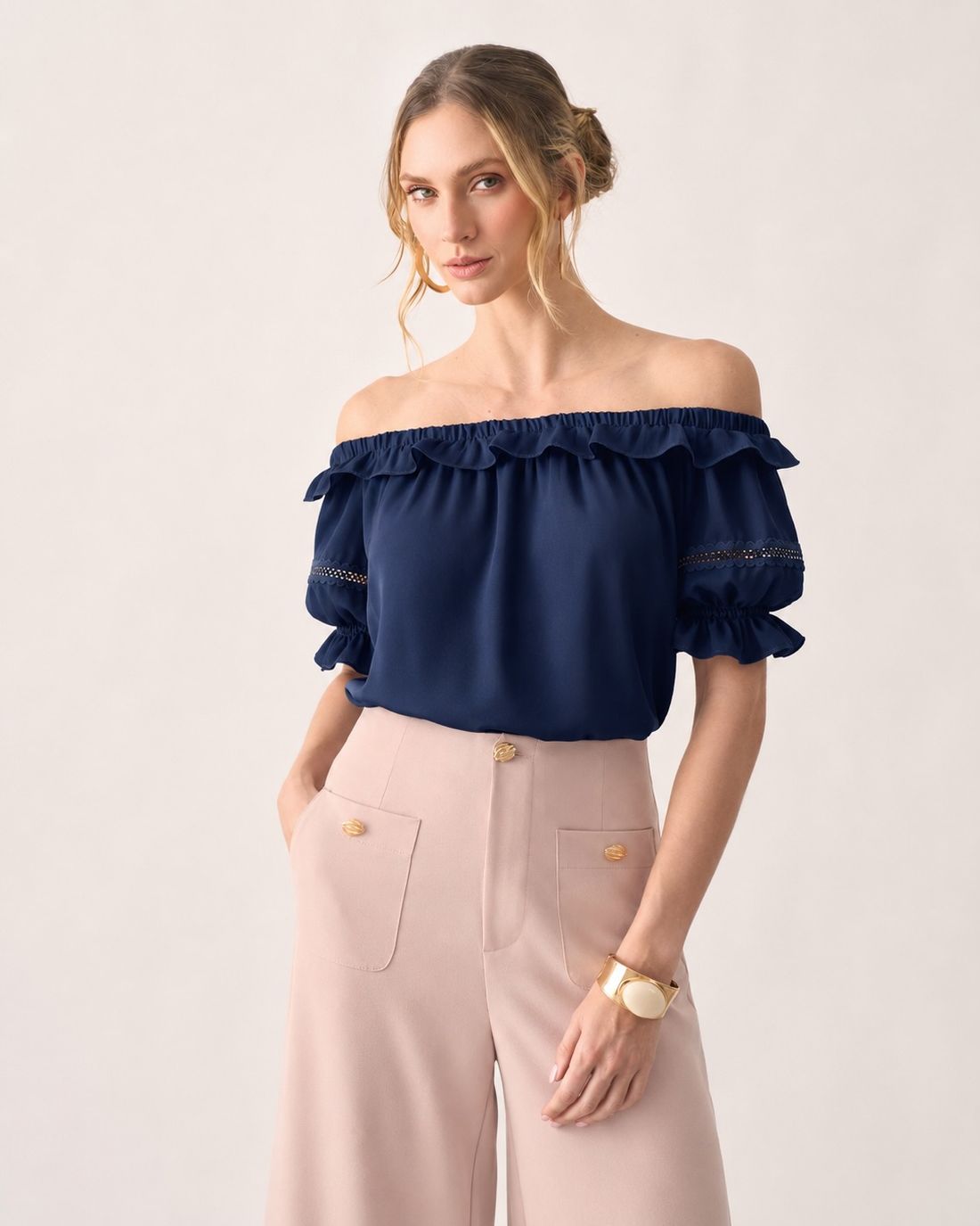 Blusa Crepe Ciganinha Babados - Milalai Blusa Crepe Ciganinha Babados - Milalai