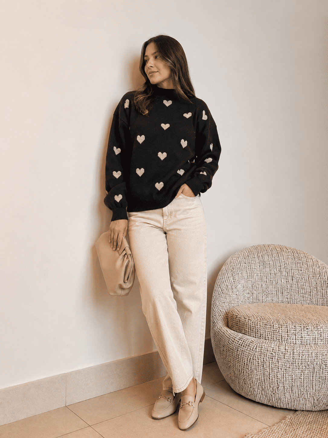 Blusa Feminina Tricot Mousse Estampa Coração Blusa Feminina Tricot Mousse Estampa Coração