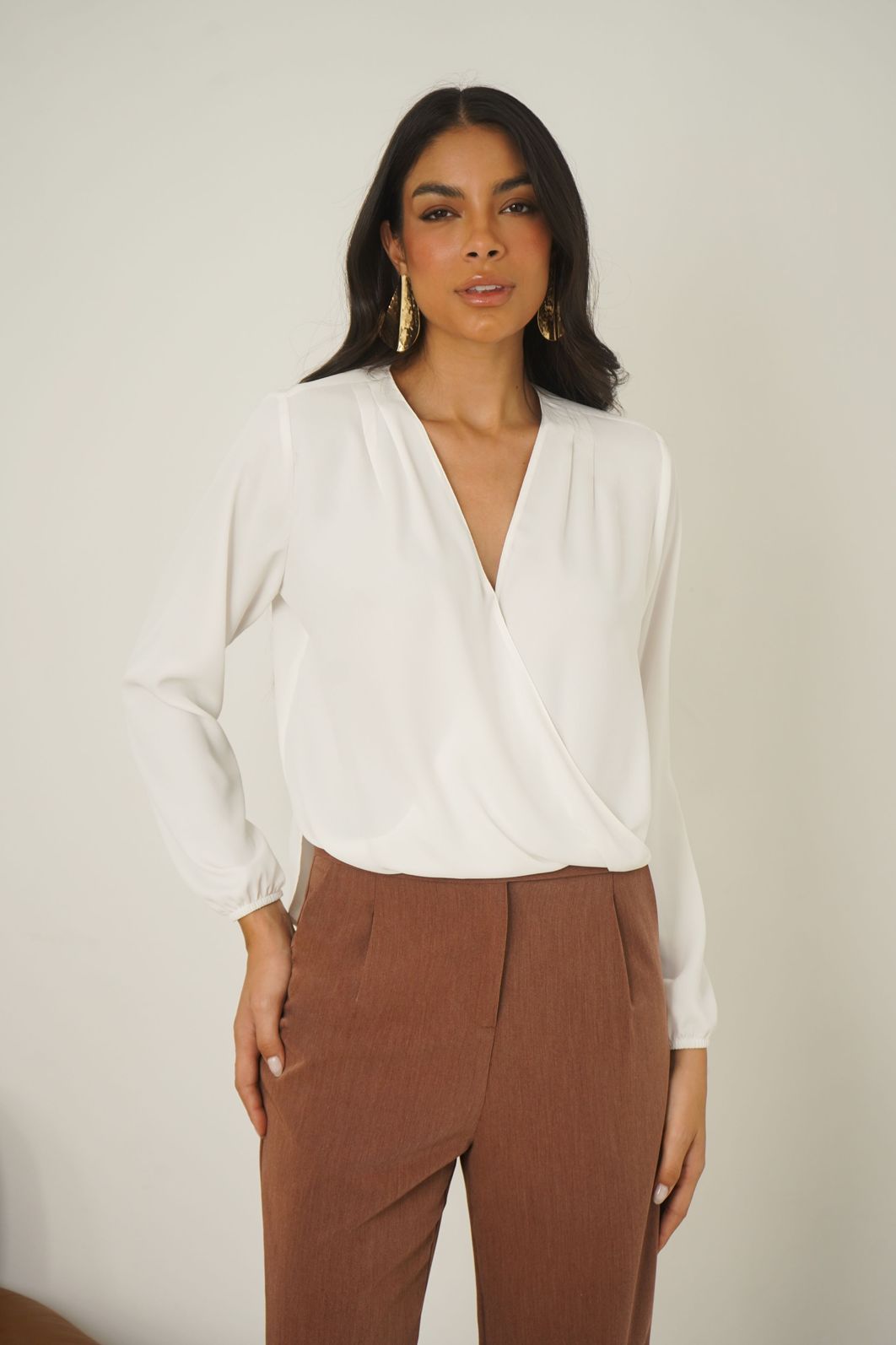 Blusa Transpassado Com Pregas - Donna Ritz Blusa Transpassado Com Pregas - Donna Ritz