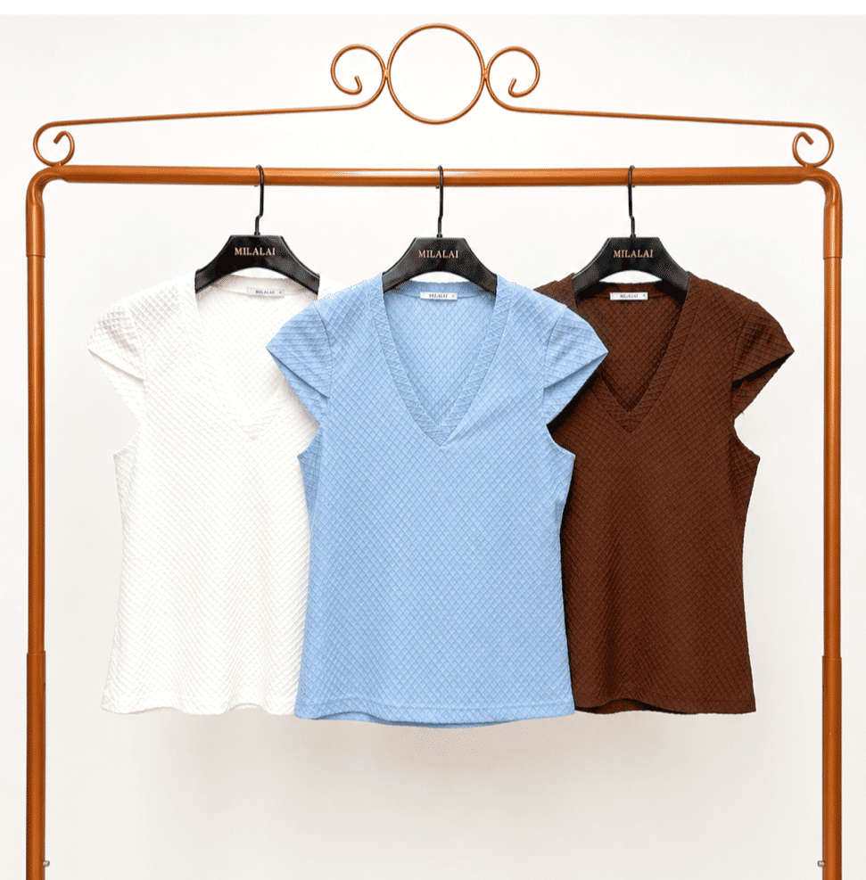 Blusa Malha Maquinetada Decote V - Milalai Blusa Malha Maquinetada Decote V - Milalai