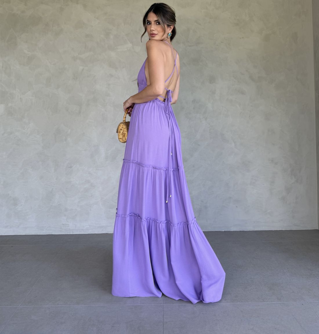 Vestido Longo Viscose Franzido - Unique Chic Vestido Longo Viscose Franzido - Unique Chic