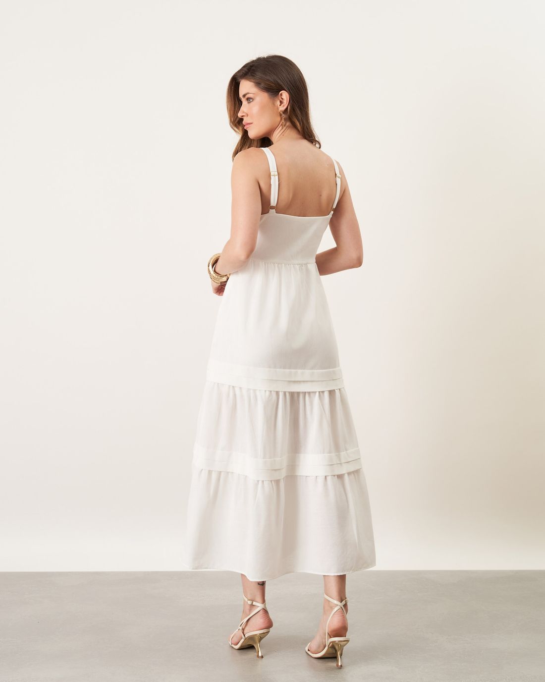 Vestido Viscolinho Com Pregas Saia - Milalai Vestido Viscolinho Com Pregas Saia - Milalai