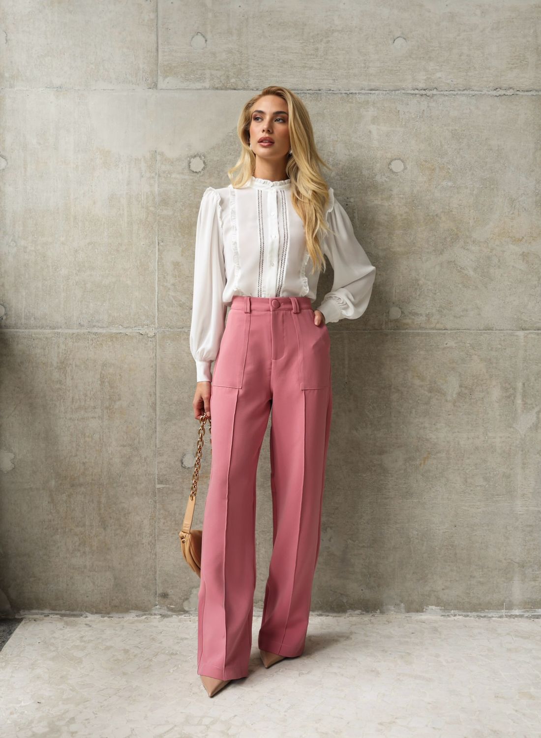 Camisa Crepe com Renda e Babados - Milalai Camisa Crepe com Renda e Babados - Milalai