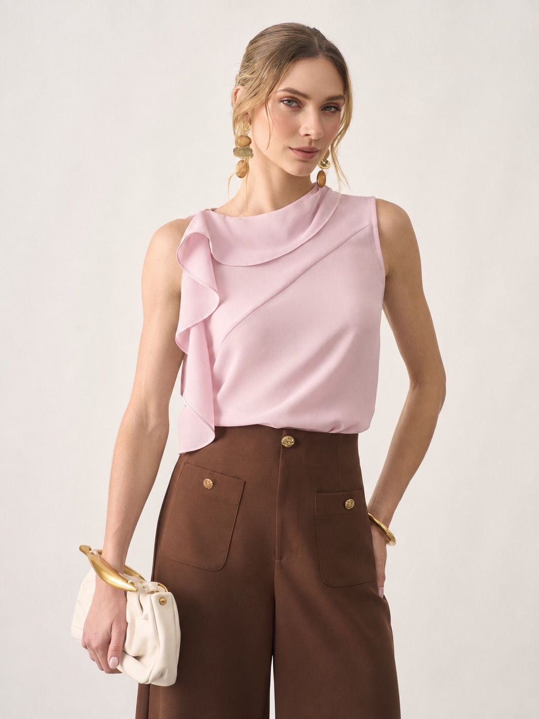 Blusa Crepe Gola Babados - Milalai Blusa Crepe Gola Babados - Milalai