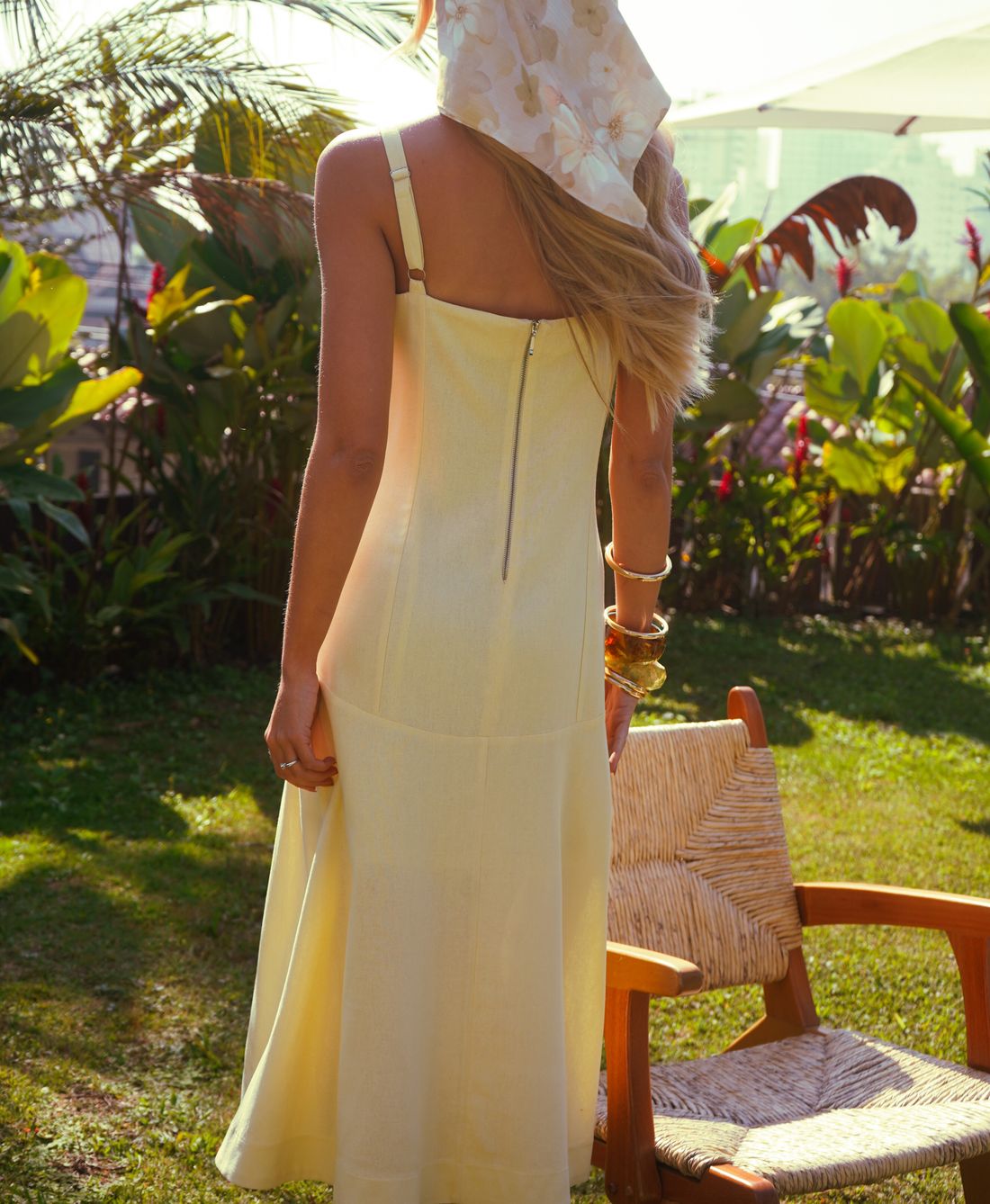 Vestido Midi Linho Recorte - Donna Ritz