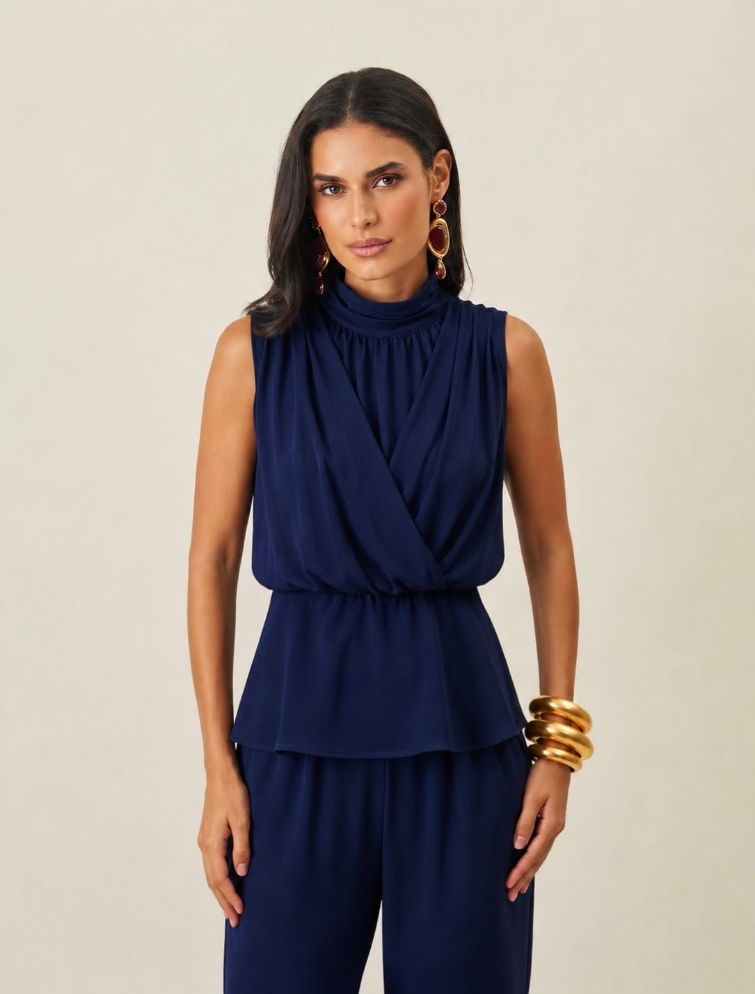 Calça Crepe Aladim Com Elástico Barra - Milalai Calça Crepe Aladim Com Elástico Barra - Milalai